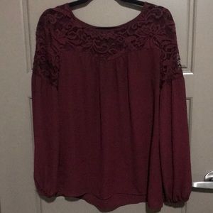 Maroon Alyx Long Sleeve Blouse - M